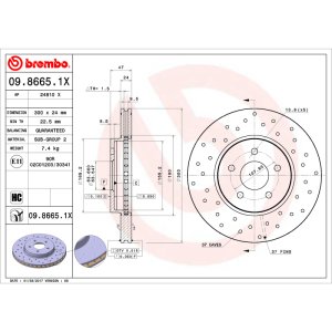 Jaguar X-Type Brake Rotor (1) - Front - Brembo OE - Drilled Xtra - `02-`08 Jaguar X-Type Brake Rotor (1) - Front - Brembo OE - Drilled Xtra - `02-`08